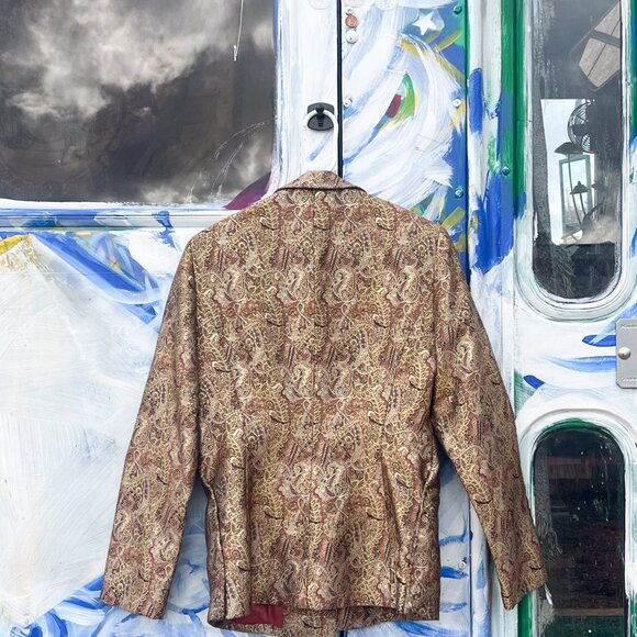 70s Vintage Gold Paisley Coat Unisex Chetta B Evening - Picture 3 of 14